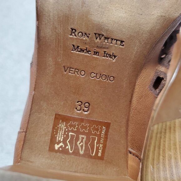 RON WHITE Italian Laser Cut-Out Peep Toe Ankle Booties Boots Brown Women's 39, 8 - Picture 10 of 11
